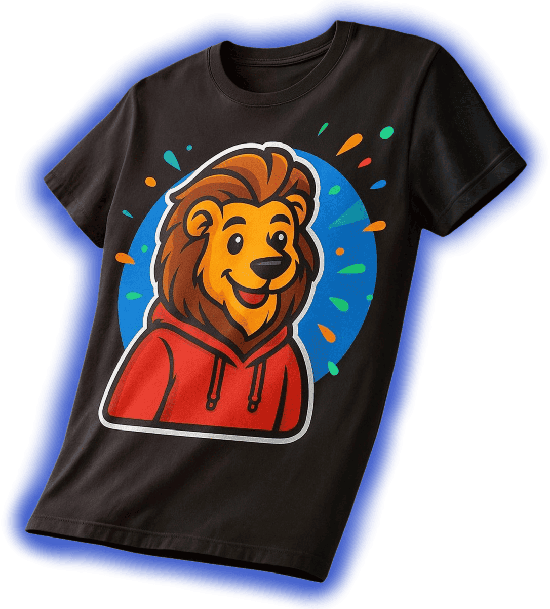 Custom DTF printed t-shirt with Leo mascot